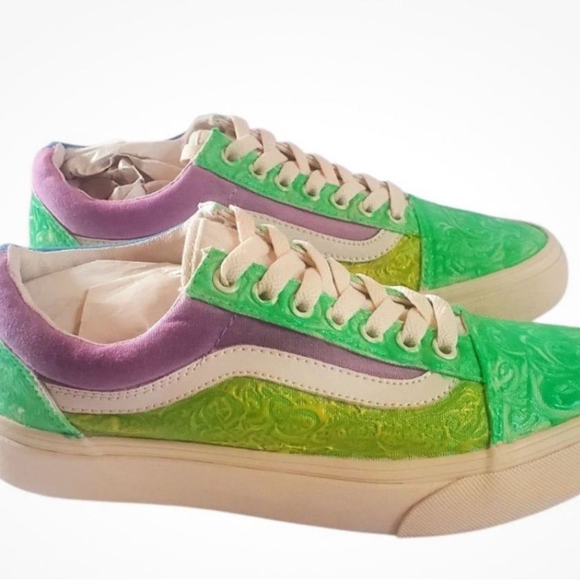 Vans Custom Vibrant Green, Purple Multicolor Sneakers Women's 8.5 Men's 7